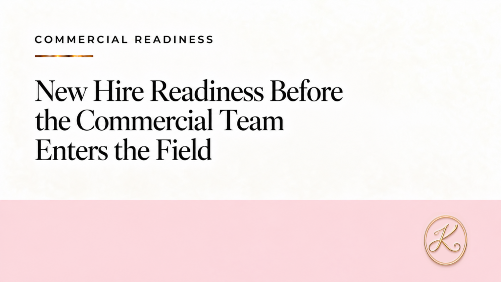 New Hire Readiness Before the Commercial Team Enters the Field — corrected campaign hero New Hire Readiness Before the Commercial Team Enters the Field campaign hero with approved gold K